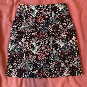 H&M Black and Pink Floral A-Line Skirt